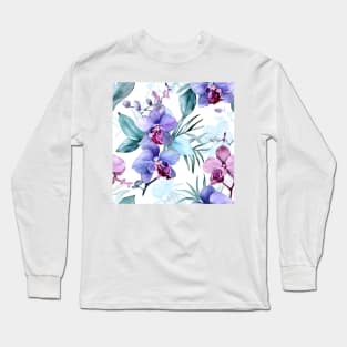 Watercolor Orchid Pattern 16 Long Sleeve T-Shirt